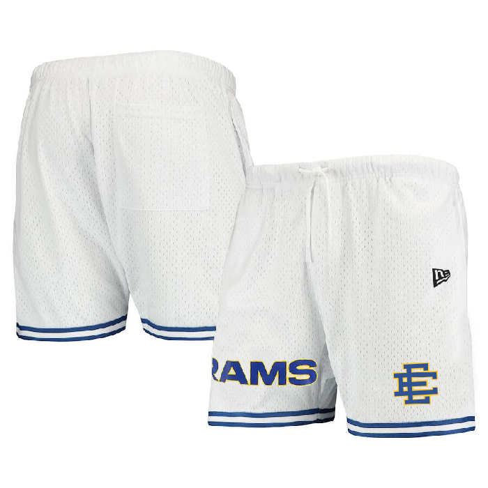 Men's Los Angeles Rams Pro White/Blue Shorts 001 - Click Image to Close